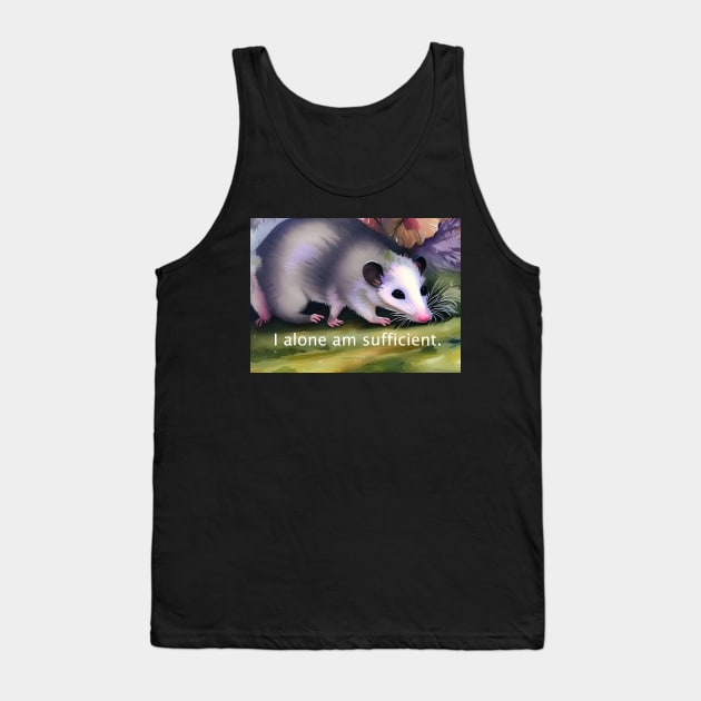 Prosperity mantra with artistic opossum for nature lovers Tank Top by Dok's Mug Store